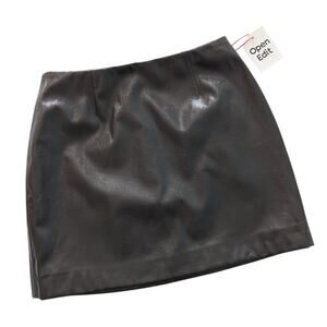 NWT Open Edit Faux Leather Dark Taupe Mini Skirt size 5